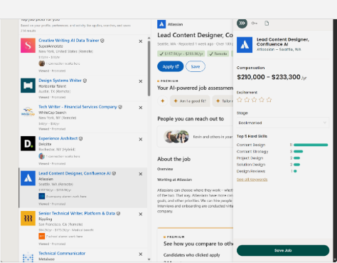 The most common workflow is saving a job posting and preparing a resume for it.